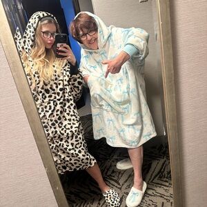 Cupcakes & Cashmere cheetah slippers/hooded lounge dress